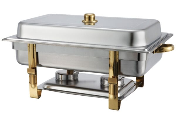 Malibu 8 Quart Full-Size Chafer, Stainless Steel, Gold Accent, 201, WInco