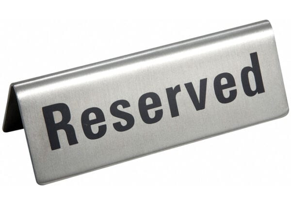 Reserved Sign, Stainless Steel, RVS-4, Winco