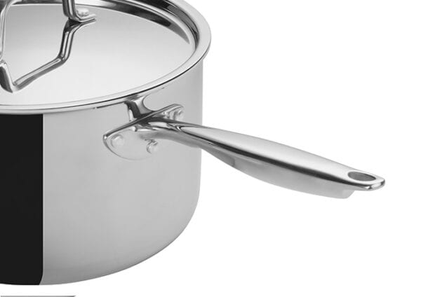 Tri-Ply Stainless Steel Sauce Pan with Cover 1 1/2 QT 6" - Image 3