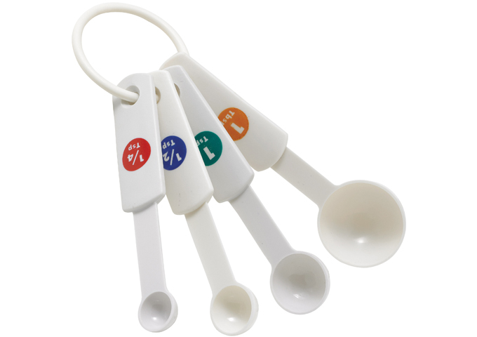 Measuring Spoon Set, 4-piece, White, Plastic, MSPP-4, Winco