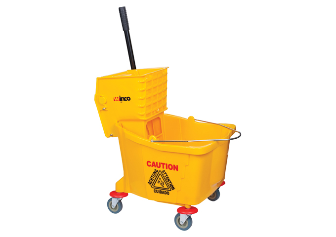 36 Quart Mop Bucket with Side-Press Wringer, Yellow, MPB-36, Winco