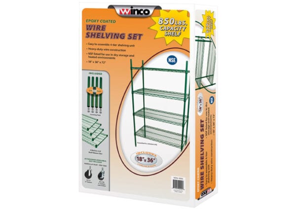 24x36x72 4-Tier Wire Shelving Set, Epoxy-Coated, VEXS-2436 Winco - Image 3