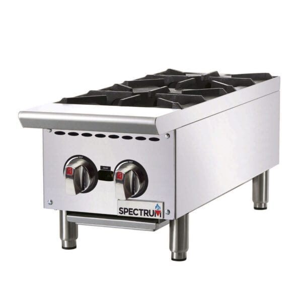 Spectrum Gas Hot Plate, 12″ Wide, 2-Burner, Natural, NGHP-2, Winco - Image 2
