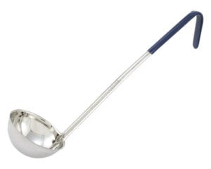 One-Piece Stainless Steel Ladle, Blue Handle 8 oz, LDC-8, Winco