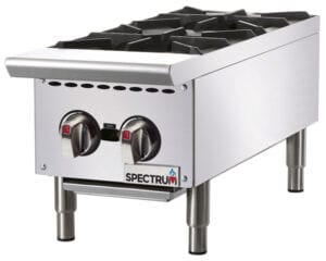 Spectrum Gas Hot Plate, 12″ Wide, 2-Burner, Natural, NGHP-2, Winco