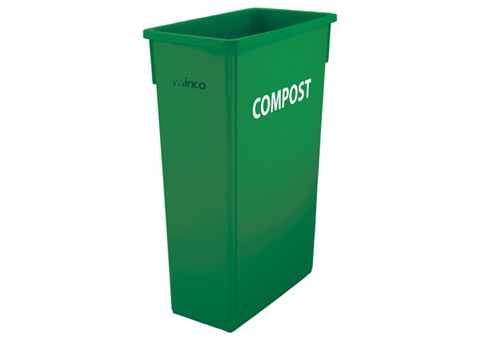 23 Gallon Slender Trash Can, Green, PTC-23GRC, Winco