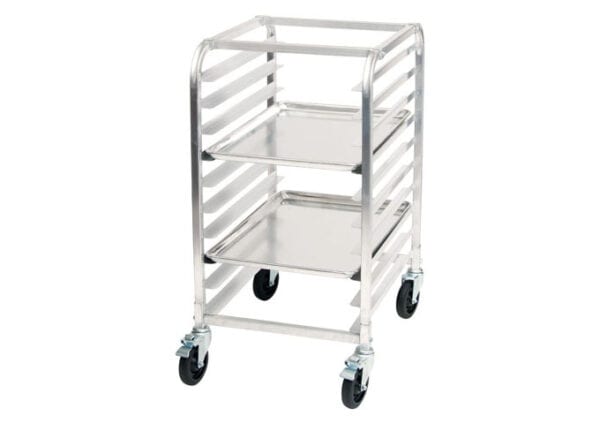 10-Tier End-Load Sheet Pan Rack with Brakes, 3″ Spacing, Aluminum Half size, AWRK-10, Winco - Image 2