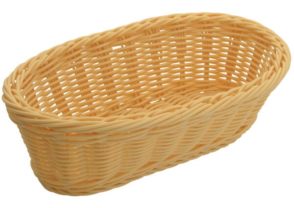 6 Piece Solid-Cord Poly Woven Baskets Oval 9" Natural Wood, PWBN-94B, Winco Color