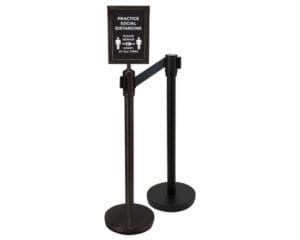 Black Stanchion Set with Social Distancing Sign 2 Piece, CGS-SETA, Winco