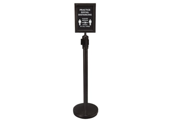Black Stanchion Set with Social Distancing Sign 2 Piece, CGS-SETA, Winco - Image 2