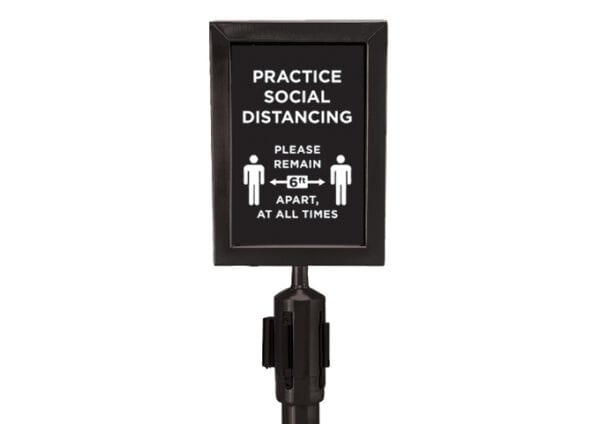 Black Stanchion Set with Social Distancing Sign 2 Piece, CGS-SETA, Winco - Image 3