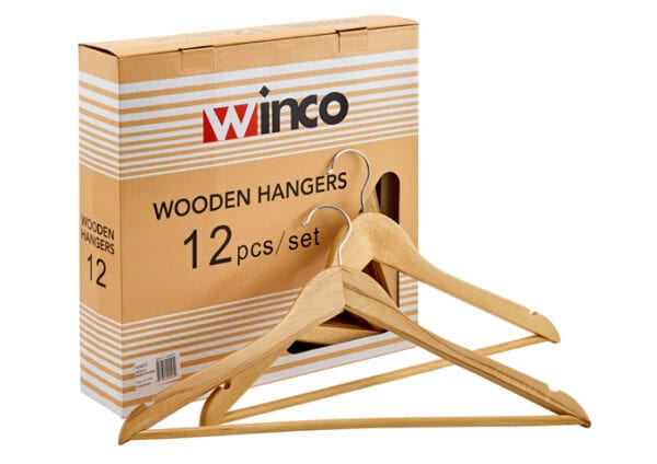 Wooden Coat Hangers 12 Piece, WCH-1, Winco - Image 2