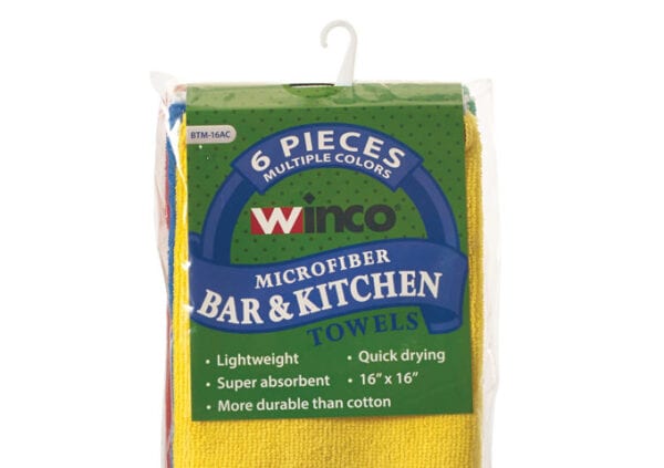 Microfiber Towel, 16″ x 16″, 6 Pack, assorted colors, BTM-16AC, Winco - Image 3