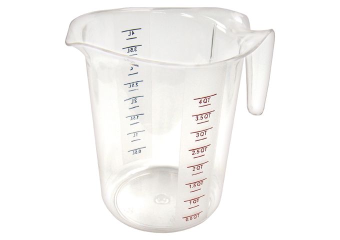 4 Quart Polycarbonate Measuring Cup with Color Graduations, PMCP-400, winco