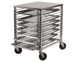 15-Tier Counter-Height End-Load Sheet Pan Rack, Wire Slides, Solid Top, Aluminum, Winco ALRK-15