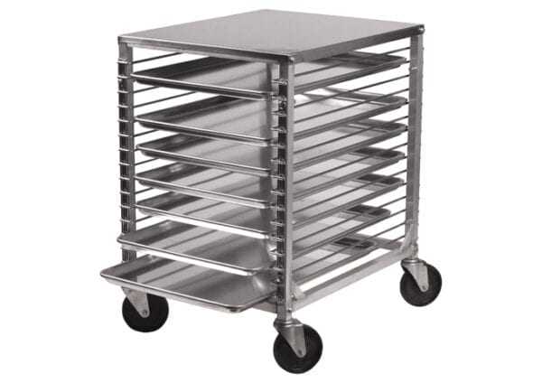 15-Tier Counter-Height End-Load Sheet Pan Rack, Wire Slides, Solid Top, Aluminum, Winco ALRK-15