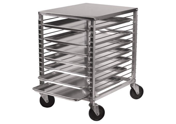 15-Tier Counter-Height End-Load Sheet Pan Rack, Wire Slides, Solid Top, Aluminum, Winco ALRK-15
