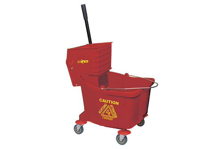 36 Quart Mop Bucket with Side-Press Wringer, Red, Winco  MPB-36R