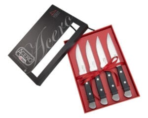 Acero Gourmet Steak Knives, 4 Pieces, Gift Box, Winco SK-1