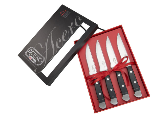 Acero Gourmet Steak Knives, 4 Pieces, Gift Box, Winco SK-1