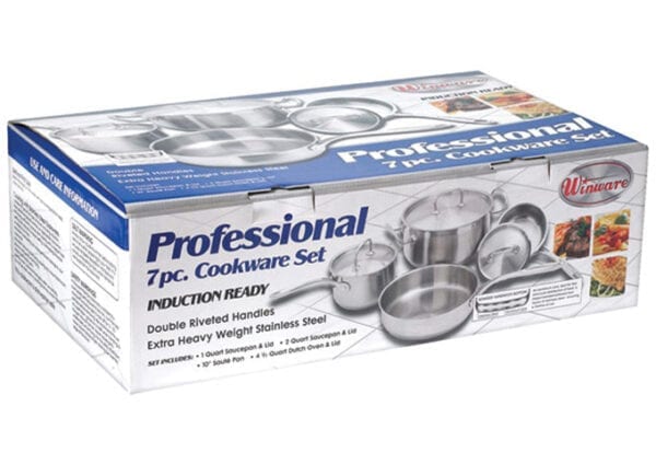 7-Piece Cookware Set, Stainless Steel, Winco  SPC-7H - Image 3